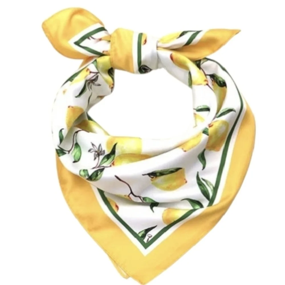 New! Lemon Silk Like Square Scarf Bandana 21